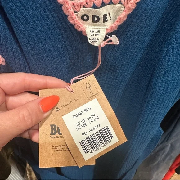 Boden NWT Crochet-Trim Knitted Ribbed Midi Dress M 8R - Picture 6 of 6